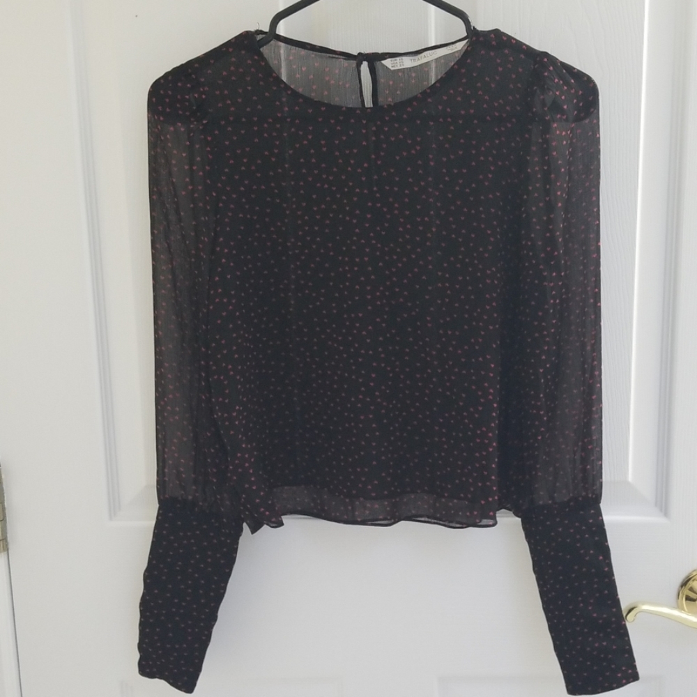 Zara black top with hearts